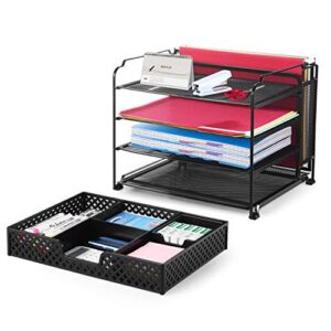 Simple Trending 4-Trays Mesh Office Supplies Desk Organizer, Desktop File