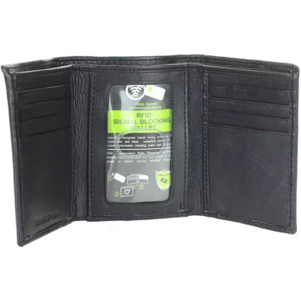 Zoha  Leather Club Men's RFID Signal Blocking Genuine Leather Trifold Wallet with Gift Box - Image 3
