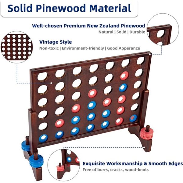SIGALECT Giant Wooden 4 in A Row Game - Image 2