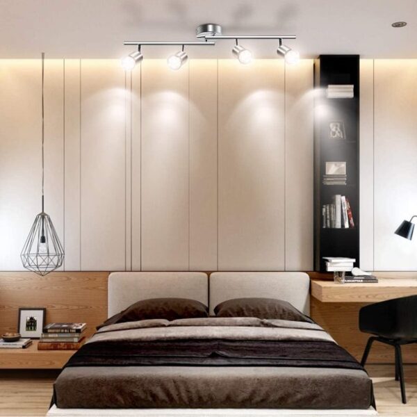 4 Light Track Lighting Kit,Modern Track Light with Flexible Rotatable Light Head - Image 3