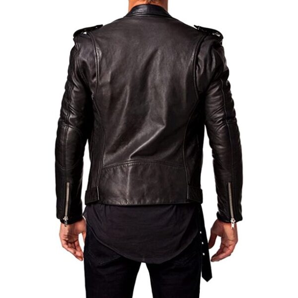 Zoha's Men Pure Genuine Leather Jacket Lambskin Winter Vintage Motorcycle Biker Black XS - Image 3
